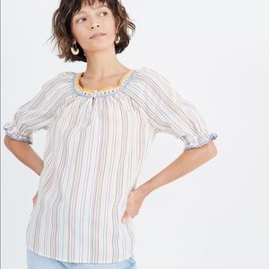 Madewell Crochet Rainbow Peasant Top